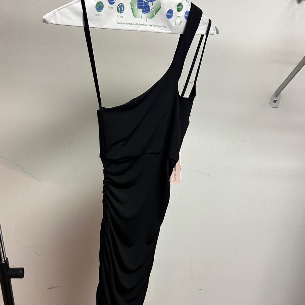 Aqua Black One-Shoulder Dress